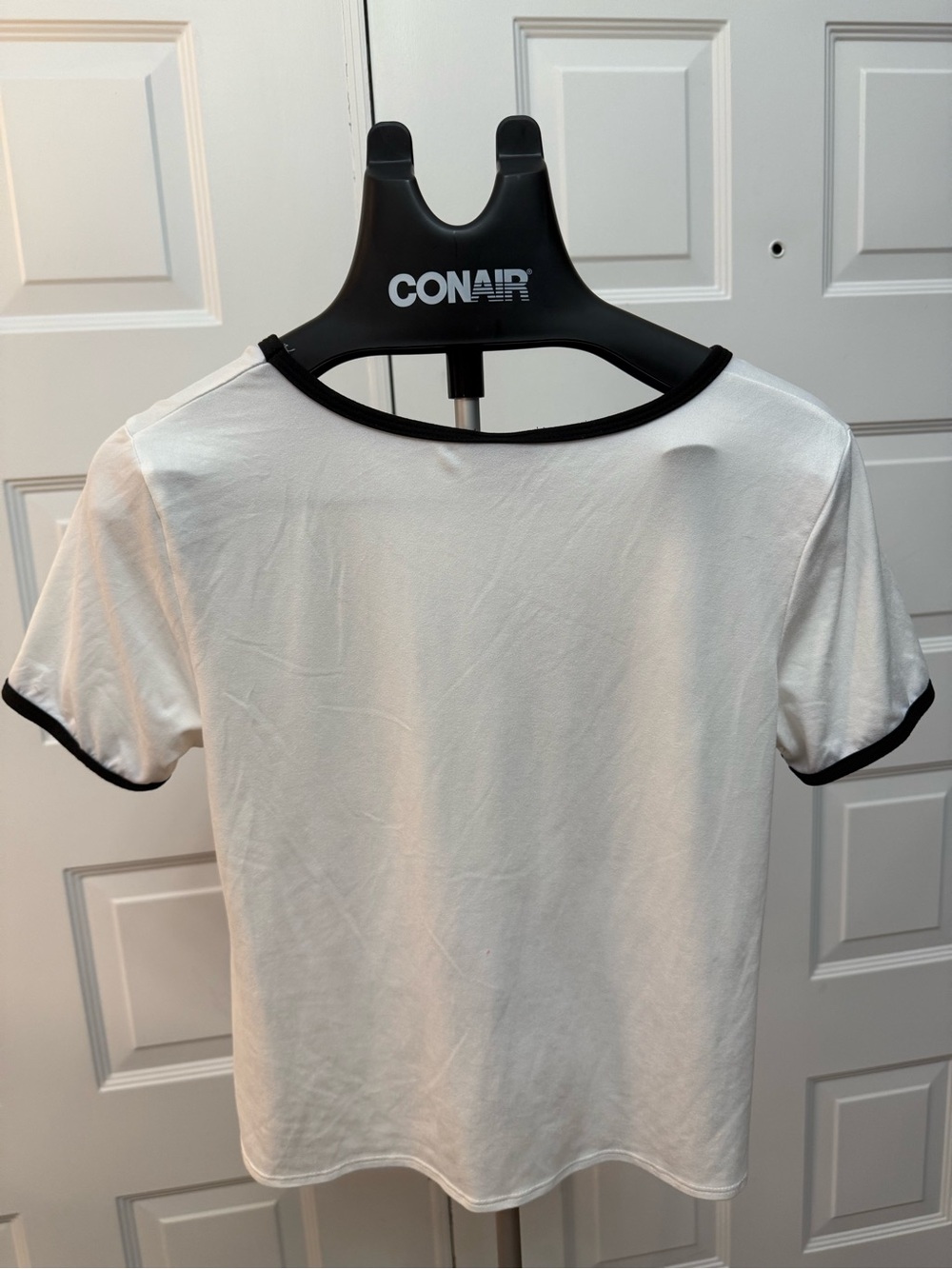White Tie-Front Ringer Tee with Orange Butterfly and Pink Floral Print - Picture 2 of 5